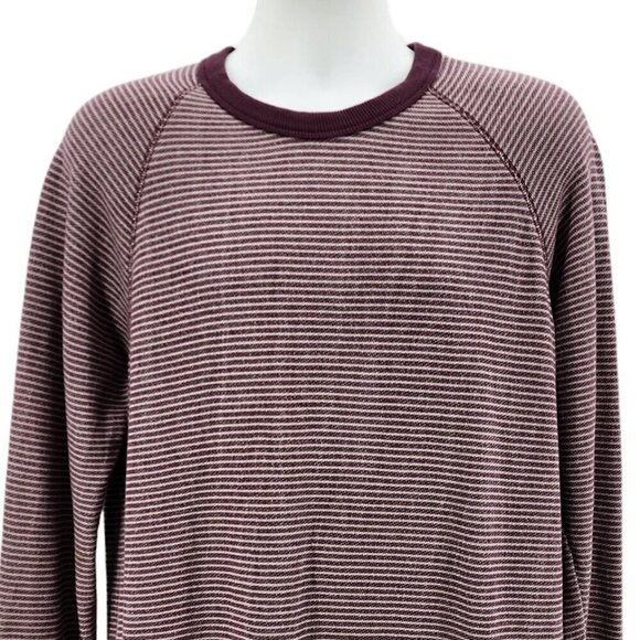 Alternative Apparel Organic Cotton Striped Marron Gray Knit Sweater Mens Large - Picture 2 of 8